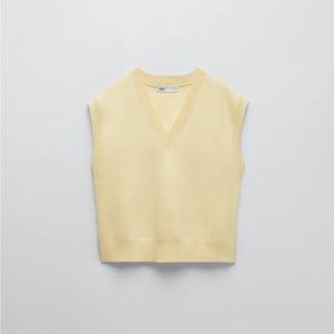 zara yellow knitted sweater vest